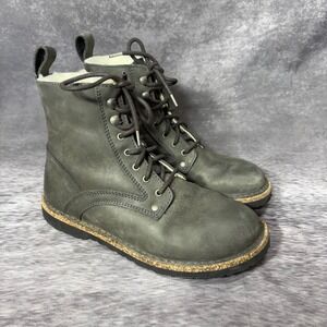 Birkenstock Bryson Graphite Oiled Nubuck Leather Boots Womens 38 Shearling Lined